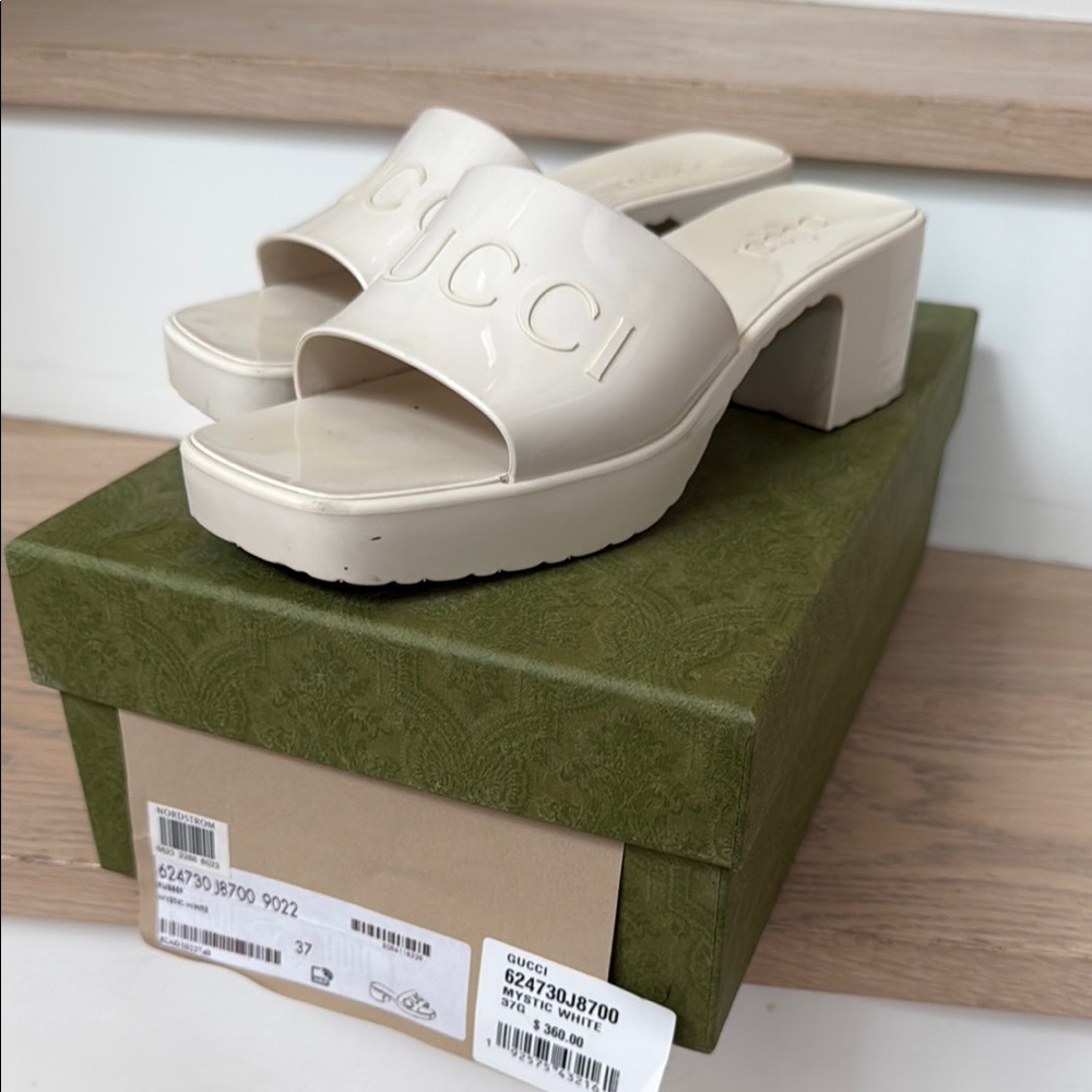 Gucci Cream Mules with Chunky Platform Sole